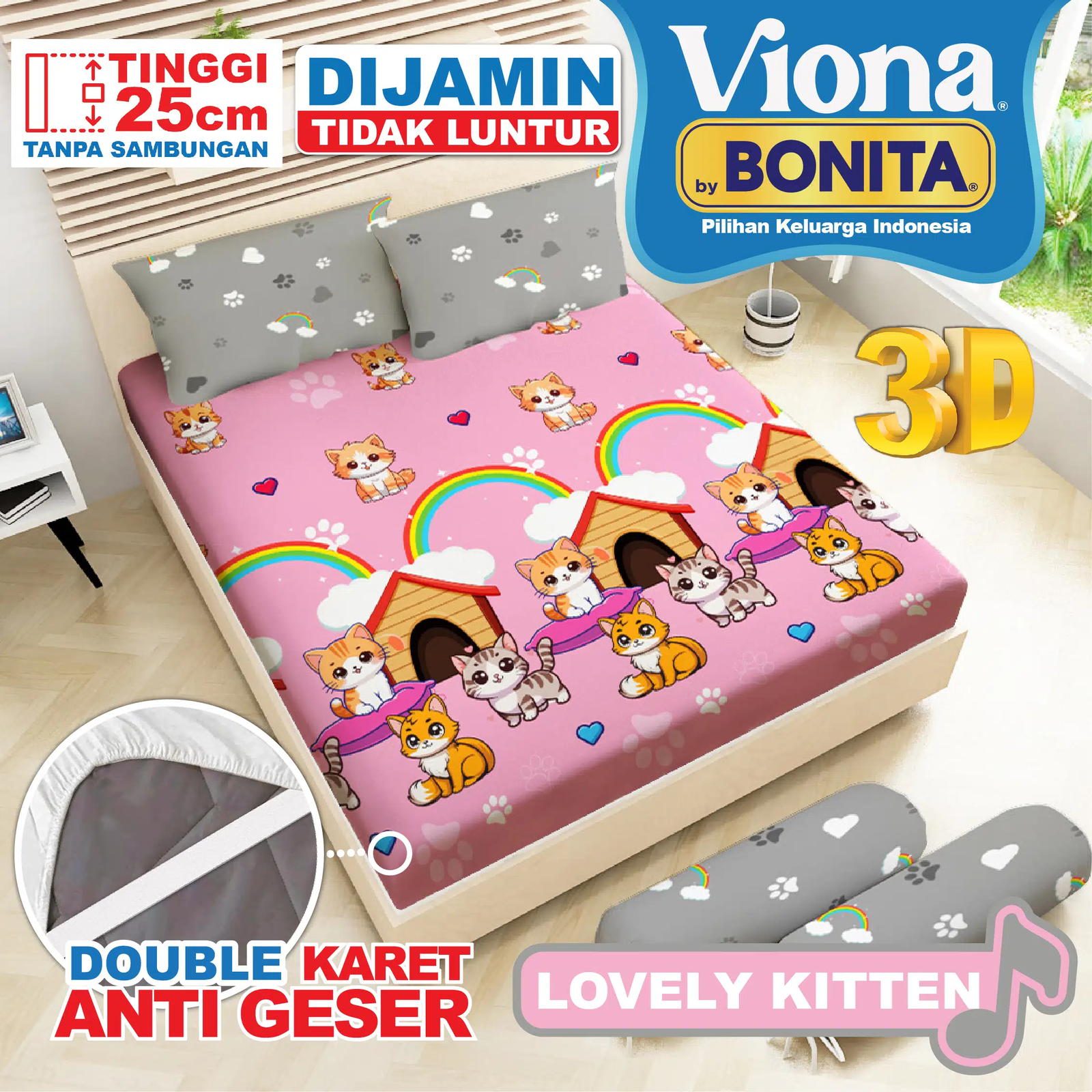 sprei-viona-motif-anak-lovely-kitten